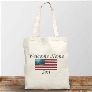Image of American Flag Personalized Photo Tote Bag