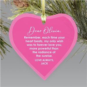 Personalized Any Message Glass Heart Christmas Ornament by Gifts For You Now