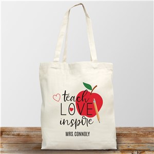 Personalized Teach Love Inspire Tote Bag by Gifts For You Now