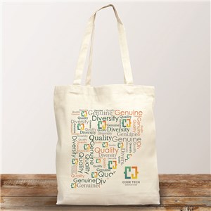 Personalized Diagonal Corporate Logo Word Art Tote Bag by Gifts For You Now