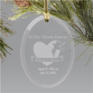In Our Hearts Forever Oval Glass Personalized Memorial Christmas Ornament by Gifts For You Now