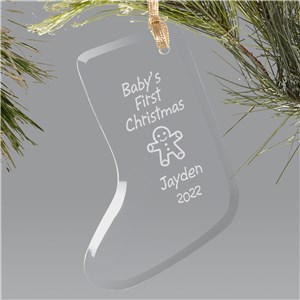 Personalized Baby's 1st Christmas Ornament - Glass Stocking by Gifts For You Now