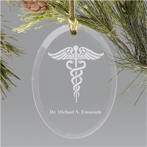 Personalized Medical Engraved Oval Glass Christmas Ornament by Gifts For You Now