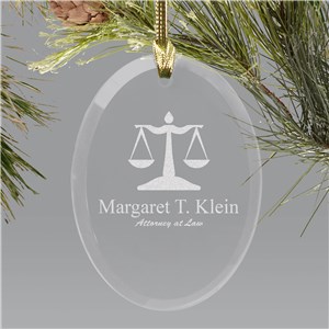 Personalized Lawyer Engraved Oval Glass Christmas Ornament by Gifts For You Now