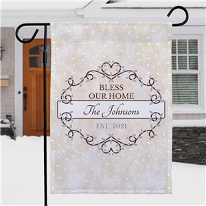Image of Personalized Bless Our Home Garden Flag