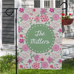 Image of Personalized Family Floral Garden Flag