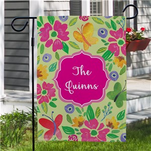 Butterflies and Flowers Personalized Garden Flag by Gifts For You Now