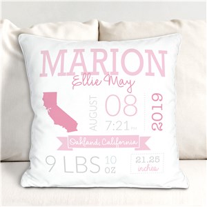 Image of Personalized Baby State Throw Pillow