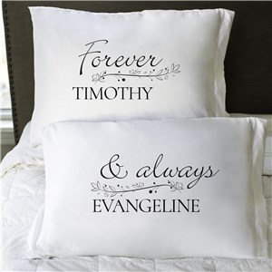 Personalized Forever and Always Couples Pillowcase Set by Gifts For You Now