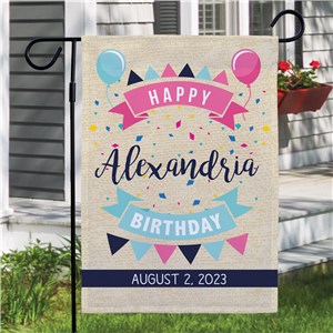 Personalized Banner Happy Birthday Garden Flag by Gifts For You Now
