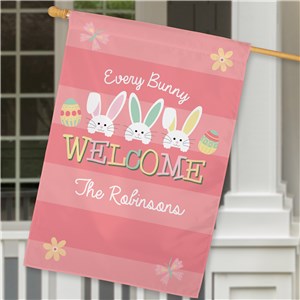 Image of Every Bunny Personalized Welcome House Flag