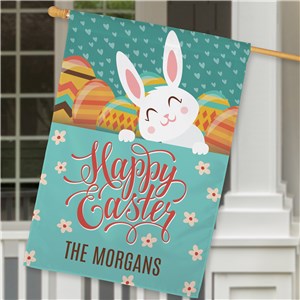 Image of Happy Easter With Bunny Personalized House Flag