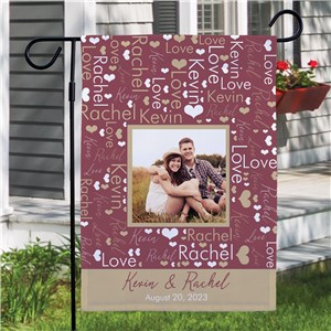 Personalized Word-Art Couples Photo Garden Flag by Gifts For You Now