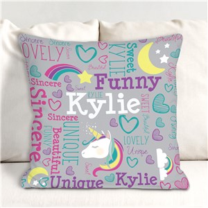 Word Art Personalized Unicorn Throw Pillow by Gifts For You Now