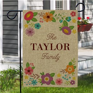 Personalized Bright Floral Burlap Garden Flag by Gifts For You Now