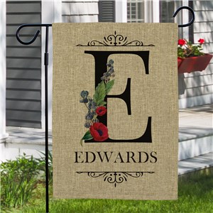 Personalized Family Initial With Floral Burlap Garden Flag by Gifts For You Now