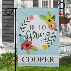 Personalized Hello Spring Floral Garden Flag by Gifts For You Now
