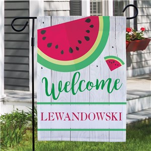 Watermelon Welcome Personalized Garden Flag by Gifts For You Now
