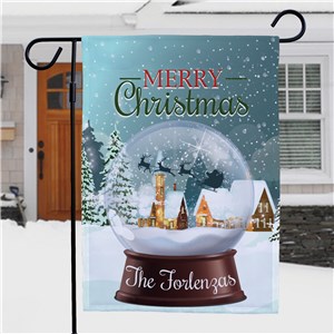 Personalized Merry Christmas Snow Globe Garden Flag by Gifts For You Now