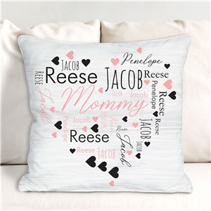 Personalized Mommy Word Art Heart Throw Pillow by Gifts For You Now