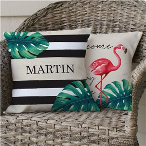 Personalized Flamingo Happy Place Throw Pillow Set by Gifts For You Now