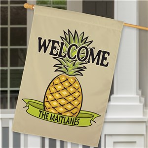Personalized Pineapple Welcome House Flag by Gifts For You Now