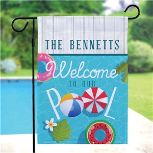 Personalized Welcome to Our Pool Garden Flag by Gifts For You Now