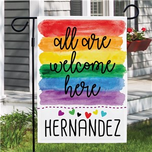 Personalized All Are Welcome Here Garden Flag by Gifts For You Now