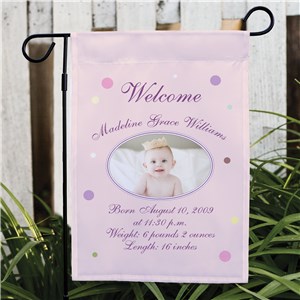 Image of Newborn Baby Girl Announcement Garden Flag