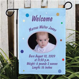 Image of Newborn Baby Boy Announcement Garden Flag