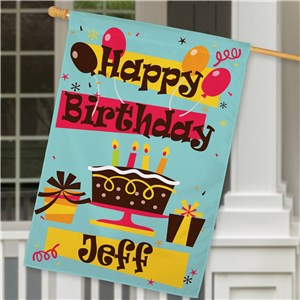 Personalized Happy Birthday House Flag by Gifts For You Now