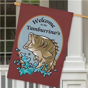 Image of Personalized Bass Fishing Welcome House Flag