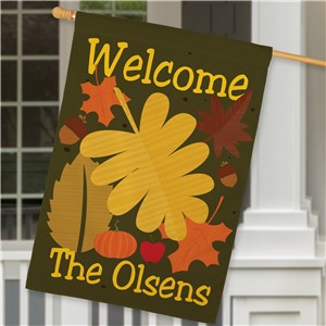 Personalized Welcome Fall House Flag by Gifts For You Now