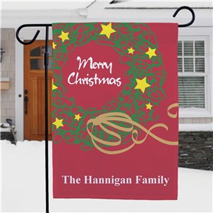 Personalized Christmas Wreath Garden Flag by Gifts For You Now