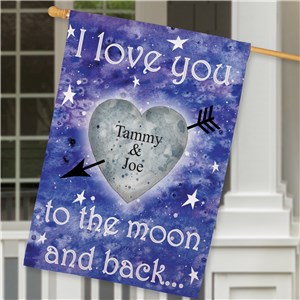 Image of Personalized To The Moon and Back House Flag