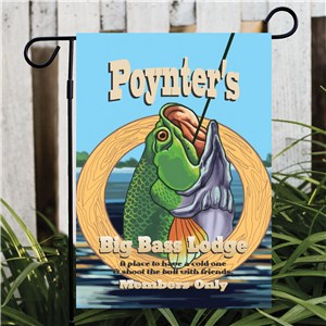 Image of Personalized Big Bass Lodge Garden Flag
