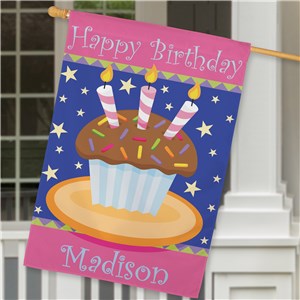 Personalized Birthday Cake House Flag by Gifts For You Now