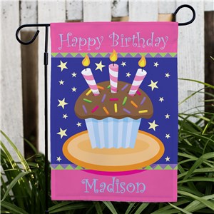 Personalized Birthday Cake Garden Flag by Gifts For You Now