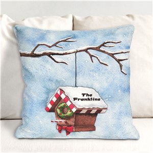 Image of Personalized Christmas Birdhouse Pillow