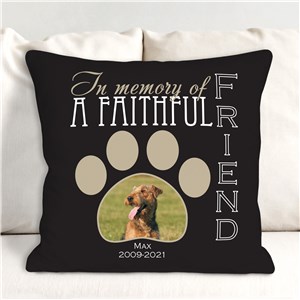 Image of Personalized Faithful Friend Memorial Photo Throw Pillow