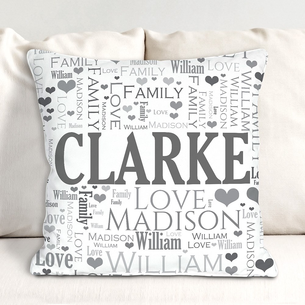 Personalized Family Word Art Throw Pillow by Gifts For You Now - Best Personalized Gifts