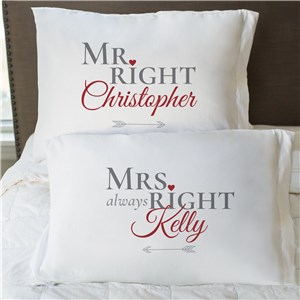 Personalized Mr. Right and Mrs. Always Right Pillowcase Set by Gifts For You Now