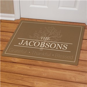 Personalized Grateful-Thankful-Blessed Doormat - Green - 24X36 Doormat by Gifts For You Now