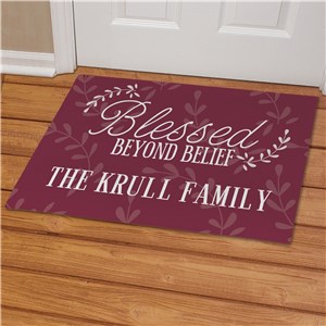 Personalized Blessed Beyond Belief Doormat - Berry - 24X36 Doormat by Gifts For You Now