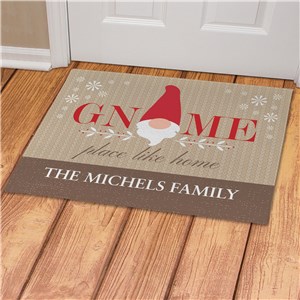 Gnome Place Like Home Christmas Personalized Door Mat by Gifts For You Now