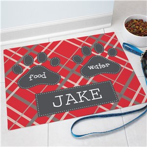 Personalized Plaid Pet Food Mat by Gifts For You Now