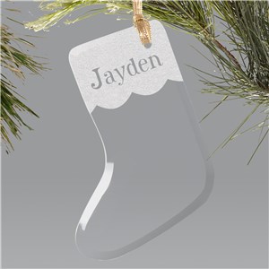 Personalized Engraved Glass Stocking Holiday Christmas Ornament by Gifts For You Now
