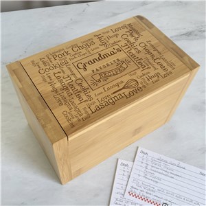 Personalized Engraved Favorite Recipes Word-Art Recipe Box by Gifts For You Now