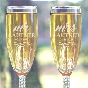 Personalized Engraved Mr & Mrs Flutes by Gifts For You Now