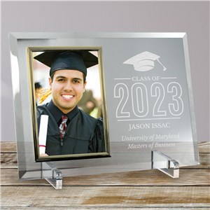 Personalized Engraved Class of Cap Beveled Glass Frame by Gifts For You Now